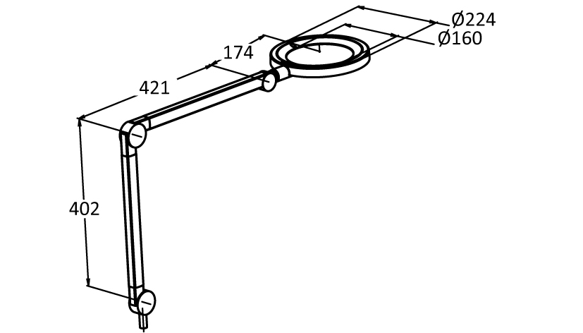 Magnifying Lamp D160 with Jointed Arm (Set) - immagine 2