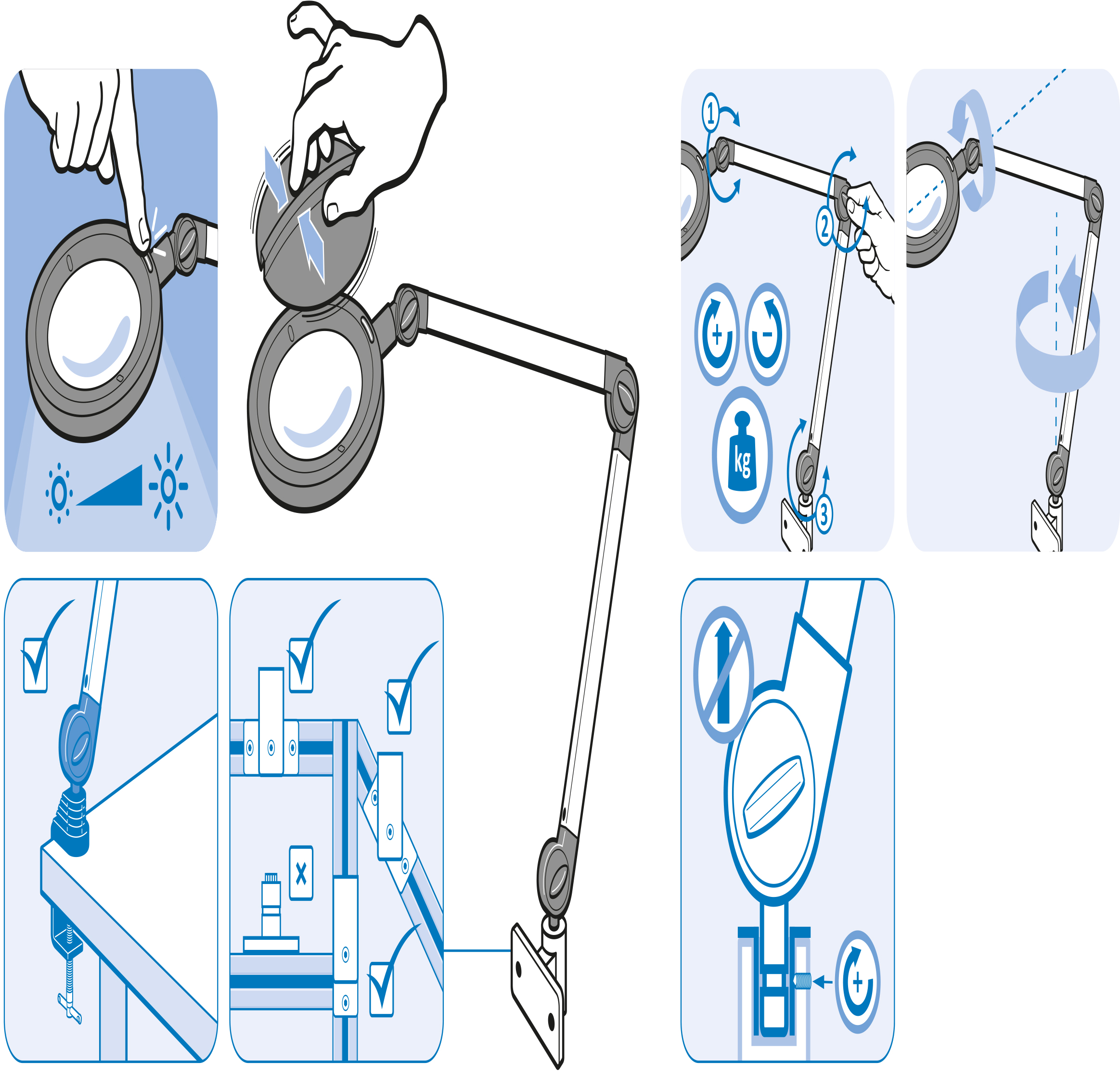 Magnifying Lamp D160 with Jointed Arm (Set) - immagine 4