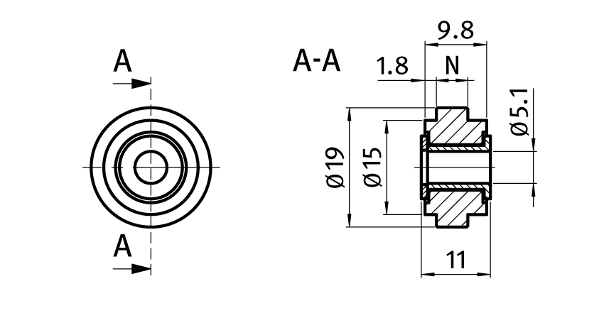 Roller Ø 19 for T-slotted Profiles - immagine 2