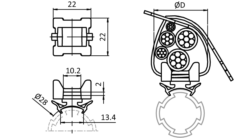 Cross Cable Binder Block D28 - immagine 2
