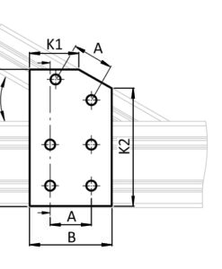 Alternative view of ECO Connection Plate AL 30° 6 Hole. 1 Slot x 2 Slots Version
