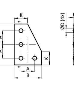 Alternative view of ECO Connection Plate AL L 4 Hole. 1 Slot Version
