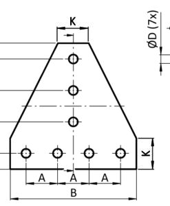 Alternative view of ECO Connection Plate AL T 7 Hole. 1 Slot Version