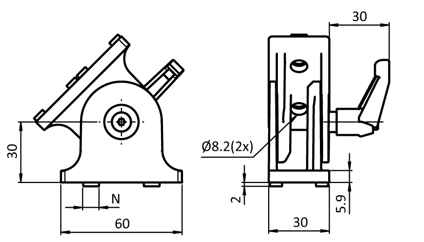 Pivot Joint 30 x 60 with Locking Lever - immagine 2