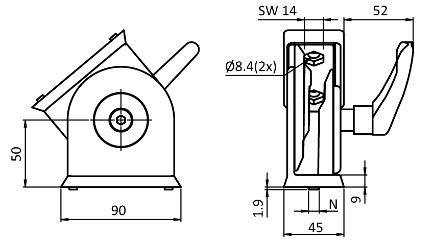 Pivot Joint 45 x 90 with Locking Lever - immagine 2