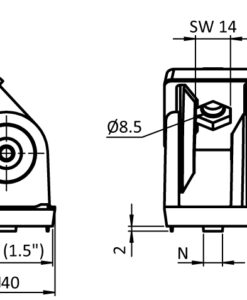 Alternative view of Pivot Joint 38 - 1.5" with Locking Lever