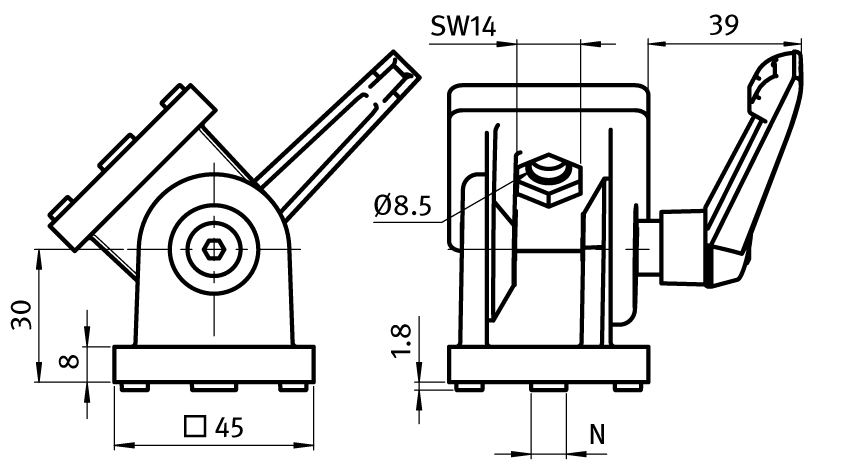 Pivot Joint ZN 45 with Locking Lever - immagine 2