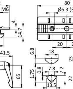 Alternative view of Profile Slider ZN 40 x 80 Fixed Bearing with Locking Lever (Set)