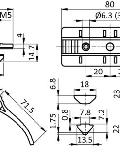 Alternative view of Profile Slider ZN 40 x 80 Loose Bearing with Cam Lever (Set)