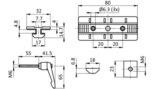 Profile Slider ZN 40 x 80 with Locking Lever (Set) - immagine 2