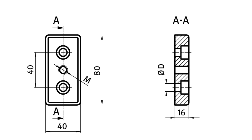 Transport and Base Plate ZN 40 x 80. Powder Coated - immagine 2