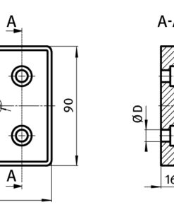 Alternative view of Transport and Base Plate ZN 90 x 90. Powder Coated