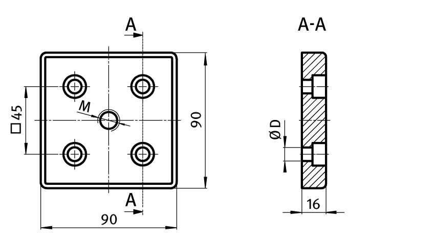 Transport and Base Plate ZN 90 x 90. Powder Coated - immagine 2
