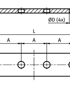 Alternative view of Connection Plate AL Rectangular 4 Hole. 1 Slot Version