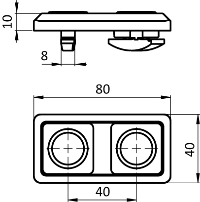 Connection Plate I40 M Length/Cross. Rectangular 2 Hole. 1 Slot (Set) - immagine 2