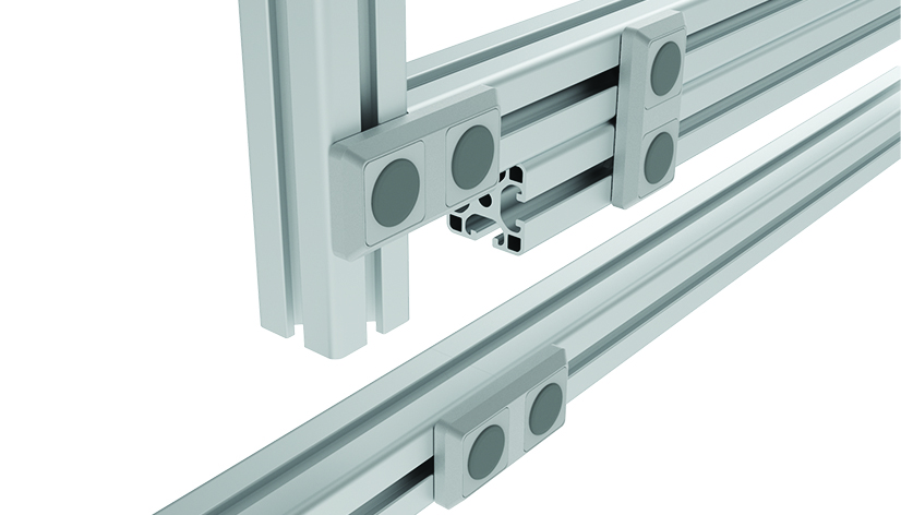 Connection Plate I40 M Length/Cross. Rectangular 2 Hole. 1 Slot (Set) - immagine 3
