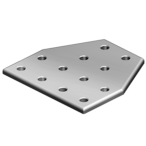 Connection Plate AL T 12 Hole. 2 Slots Version