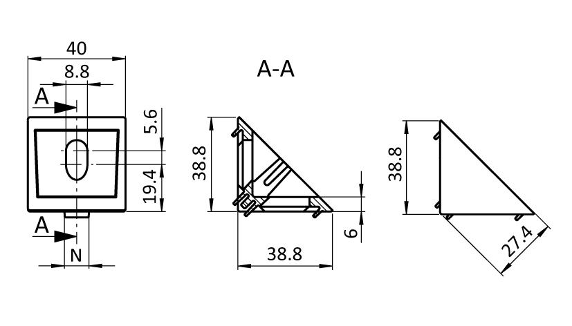 Zinc Connection Angle 40 flat - immagine 2
