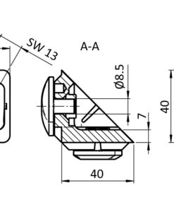 Alternative view of Alu Connection Angle I40 M (Set)