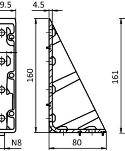 Alternative view of Alu Connection Angle 40 x 80 x 160 (Set)