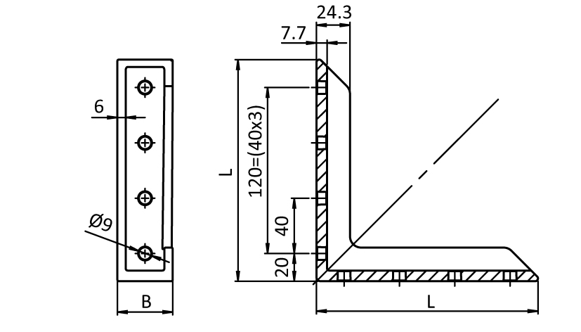Alu Support Bracket 40 x 160 - immagine 2
