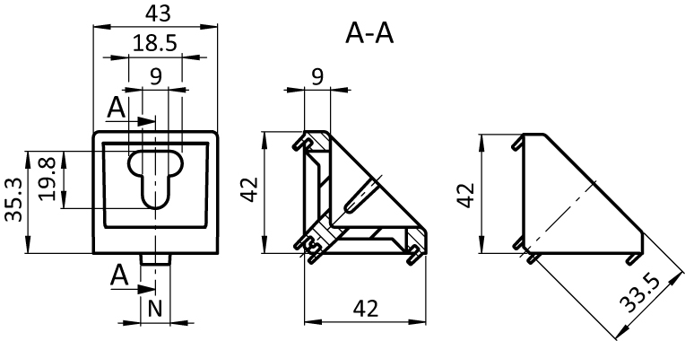 Alu Connection Angle 43 x 42 - immagine 2