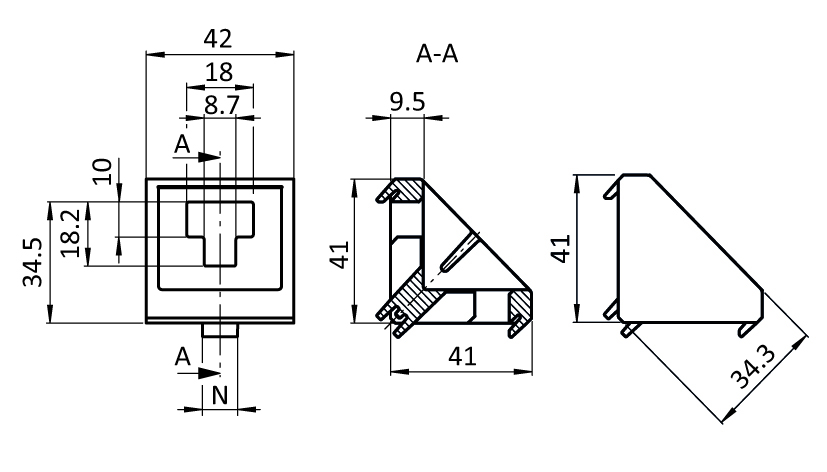 Alu Connection Angle 45 T - immagine 2