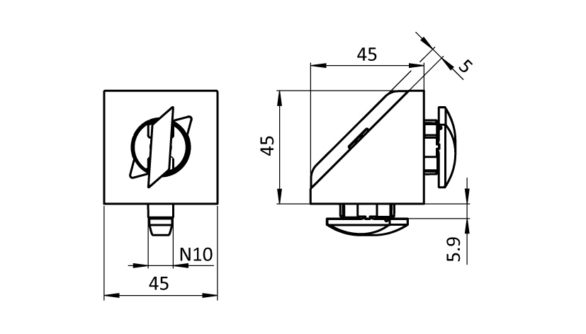 Alu Connection Angle B45 M Length/Cross (Set) - immagine 2