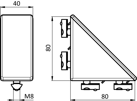 Zinc Connection Angle I 40 x 80 flat (Set) - immagine 2
