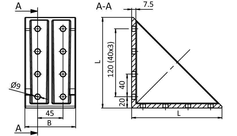 Alu Support Bracket 80 x 160 - immagine 2