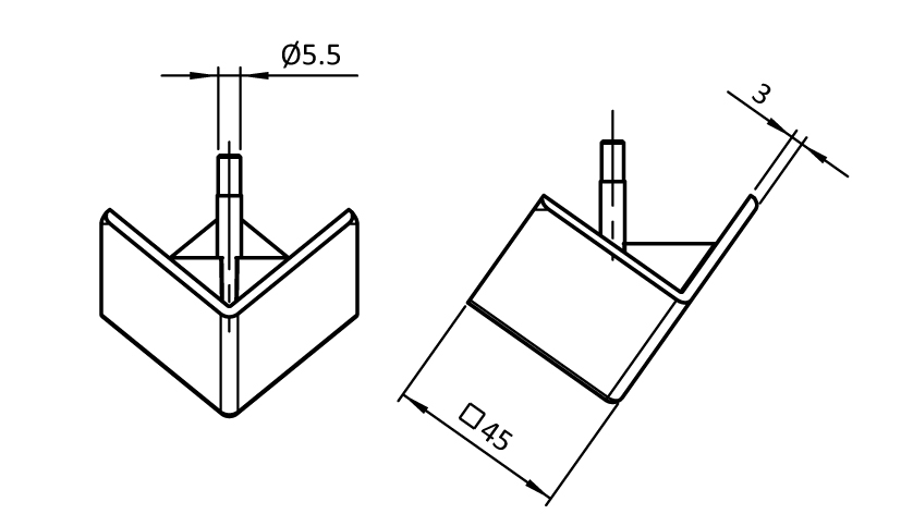 Cover Cap A 3-way Connection Angle B 45 - immagine 2