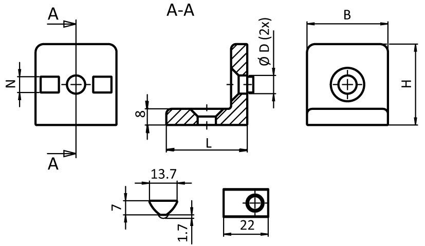 Zinc Connection Angle V 40 (Set) - immagine 2