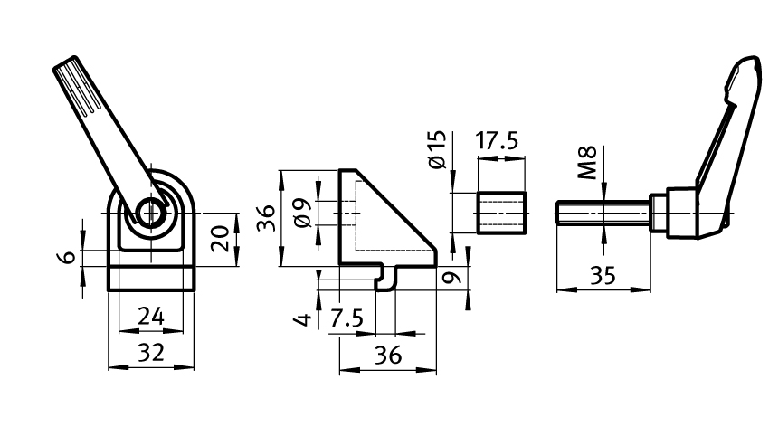 Clamping Angle I 40 with Locking Lever. Slot 8 - immagine 2