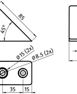 Alternative view of Angle Connector 40 x 80. 45°