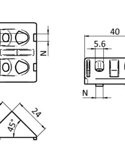 Alternative view of Angle Connector 40 x 20. 45°