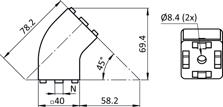 Angle Connector I 40. 45° (Set) - immagine 2