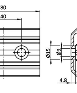 Alternative view of Angle Element T2 80 x 40. 45°