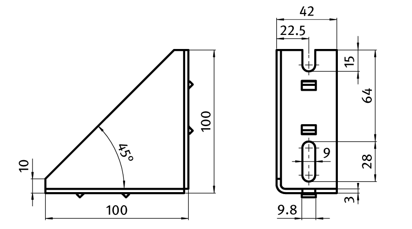 Steel Connection Angle 45 x 100 - immagine 2