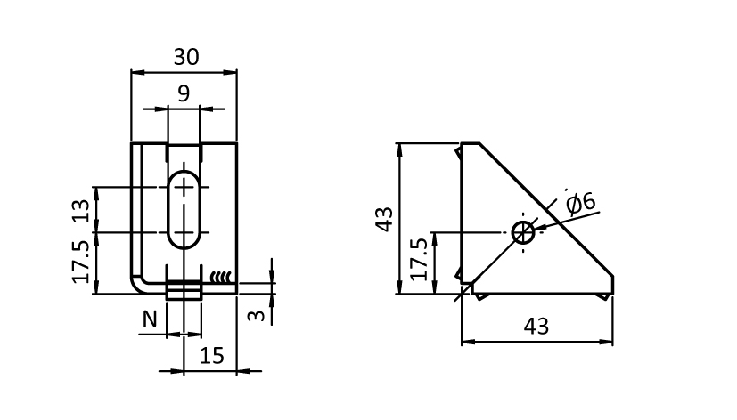 Steel Connection Angle 30 x 45 - immagine 2