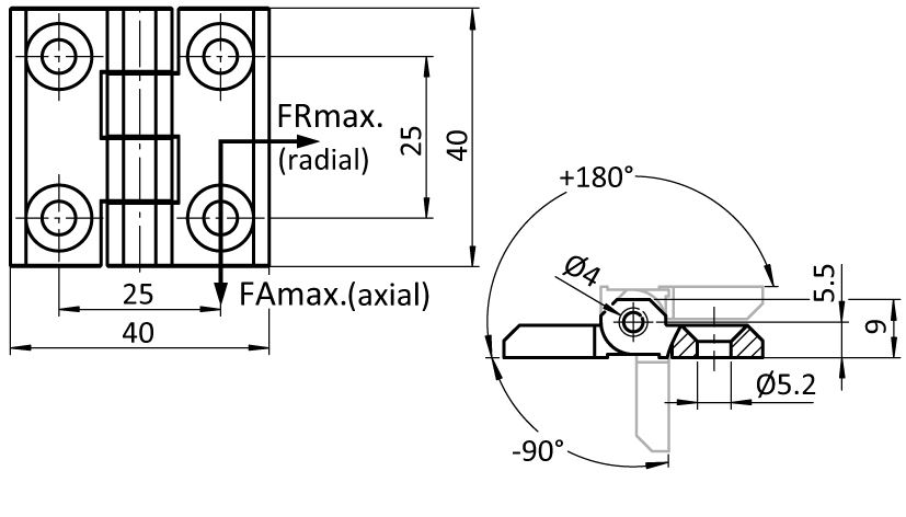 Metal Hinge 40 x 40 - immagine 2