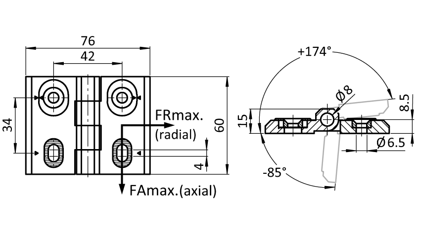Metal Hinge 2D. only Adjustable Vertically - immagine 2