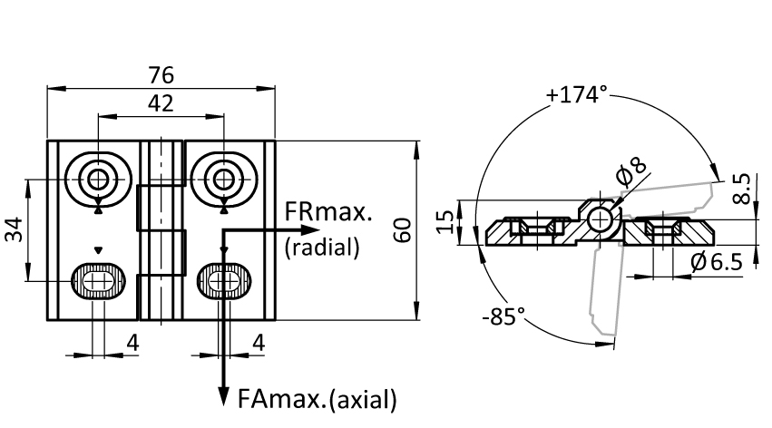 Metal Hinge 2D. only Adjustable Horizontally - immagine 2