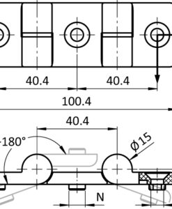Alternative view of Plastic Hinge 32 x 100. Double. Black