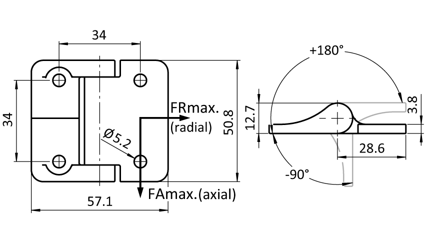 Metal Hinge 58 x 51 with Constant Friction - immagine 2