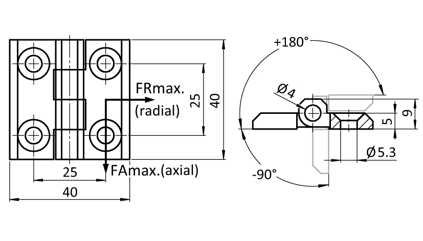 Stainless Steel Hinge 40 x 40 - immagine 2
