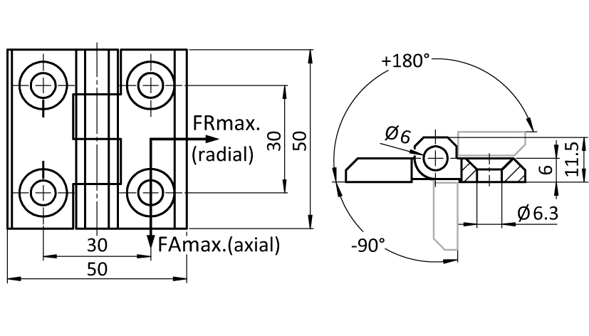 Stainless Steel Hinge 50 x 50 - immagine 2