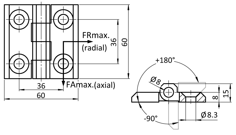 Stainless Steel Hinge 60 x 60 - immagine 2
