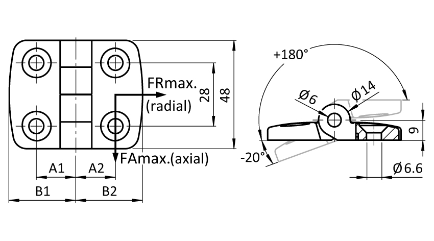 Stainless Steel Combi Hinge 30. Non-detachable - immagine 2