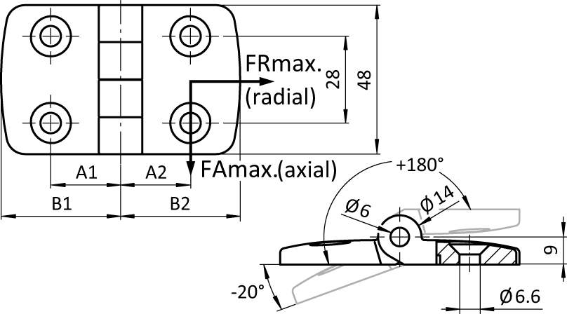 Stainless Steel Combi Hinge 40. Non-detachable - immagine 2