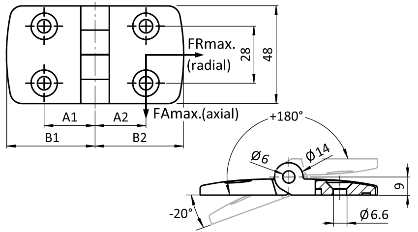 Stainless Steel Combi Hinge 45. Non-detachable - immagine 2